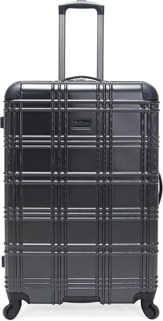 Ben Sherman Nottingham Lightweight Hardside 4-Wheel Spinner Travel Luggage, Charcoal, 28-Inch Checked
