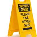 SmartSign 25 x 12 inch Sidewalk Closed - Please Use Other Side with Right Arrow Two-Sided Folding Floor Sign, Plastic, Black and Yellow