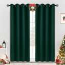 COSVIYA Grommet Blackout Room Darkening Curtains 84 inch Length 2 Panels,Thick Polyester Light Blocking Insulated Thermal Window Curtain Dark Green Drapes for Bedroom/Living Room,52x84 inches