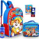 Paw Patrol Backpack and Lunch Box Set - Bundle with 16" School Backpack, Lunch Bag, Tattoos, Water Bottle, More | Paw Patrol School Bag for Kids, Boys, Girls