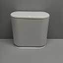 IEEK 12 Liter Rectangular Plastic Trash Can with Press Top Lid,White Modern Wastebasket Thin Trash Cans,3.2 Gallon Garbage Container Bin for Bathroom,Bedroom,Kitchen,Office and Powder Room