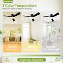 Ceiling Fans with Lights - 42 Inch Low Profile Ceiling Fan with Light and Remote, Reversible DC Motors, 3CCT Dimmable Timer Noiseless, Black Flush Mount Ceiling Fan for Bedroom/Living Room