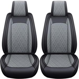 YIERTAI Car Seat Covers for Dodge Ram Fit 2009-2026 1500 2010-2026 2500 3500 Classic Bighorn Longhorn Laramie Tradesman Truck Gray Front