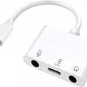 USB C to Microphone & 3.5mm Headphone Adapter with PD Fast Charging for Live-Streaming, 3-in-1 Aux to USB C Audio & MIC Splitter Compatible with iPhone 15/16/17, iPad Pro, Galaxy S25Ultra, and More