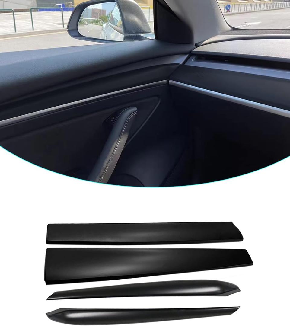Matte Black Dashboard Cover and Front Door Cover Compatible with Tesla Model 32021-2023 and Model y2019-2024 (Matte Black)