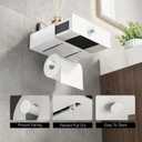 VOLDRA Toilet Paper Holder with Shelf White Wipes Dispenser for Bathroom Toilet Paper Holder with Storage Upgrade Drawer Design Toilet Tissue Holder Adhesive Small Bathroom Shelf Wall Mount