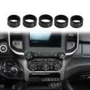 Voodonala for Dodge RAM Aluminum Center Console AC Radio Switch Knob Cover for 2018-2025+ Dodge RAM, 5pcs Black