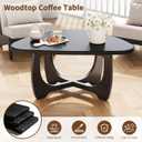 Coffee Table for Living Room, Mid Century Modern Round Coffee Table, Medium 36*22.4*16in Black
