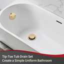 PRIMSOPH Tip-Toe Tub Drain Trim Kit with Two Hole Overflow Faceplate Conversion Kit Assembly Universal Fine Coarse Thread Replacement Brushed Gold