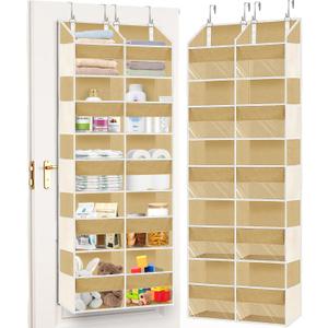 Over the Door Organizer 5 Tiers,Extra Large Behind Door Storage of 10 Compartments,80 lbs Weight Capacity Over the Door Storage, Door Hanging Organizer for Closet, Diaper Organizer (Camel)