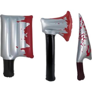 Bloody Halloween Inflatable Weapons Prop 3pcs Blow Up Halloween Fake Knives Bloody Knife Halloweens Inflatable Axe Dagger Prop for Halloweens Cosplay Horror Party Supplies