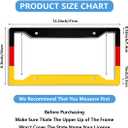 German Flag License Plate Frame Stainless Steels Patriotic Black Car Tag Holder Frames with 4 Holes and Screws 12 x 6 Inch Decoration for US Vehicles Standard for Women Men