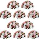 NUPTIO Large Flower Balls for Centerpieces - 10 Pcs 13.8in Diameter Dusty Rose & White Artificial Flower Ball Arrangement Bouquet Wedding Centerpieces for Tables - Fake Rose Flowers for Weddings Decor