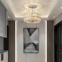 SeeU Modern Semi Flush Mount Ceiling Light Fixture Chrome Crystal Chandelier 4 Heads Chrome Crystal Celing Chandelier