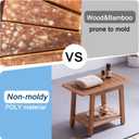 HDPS Shower Bench Seat, Waterproof Poly Lumber Shower Stool, Bathroom Chair with Adjustable Feet, Non-Slip, No Maintenance, Brown