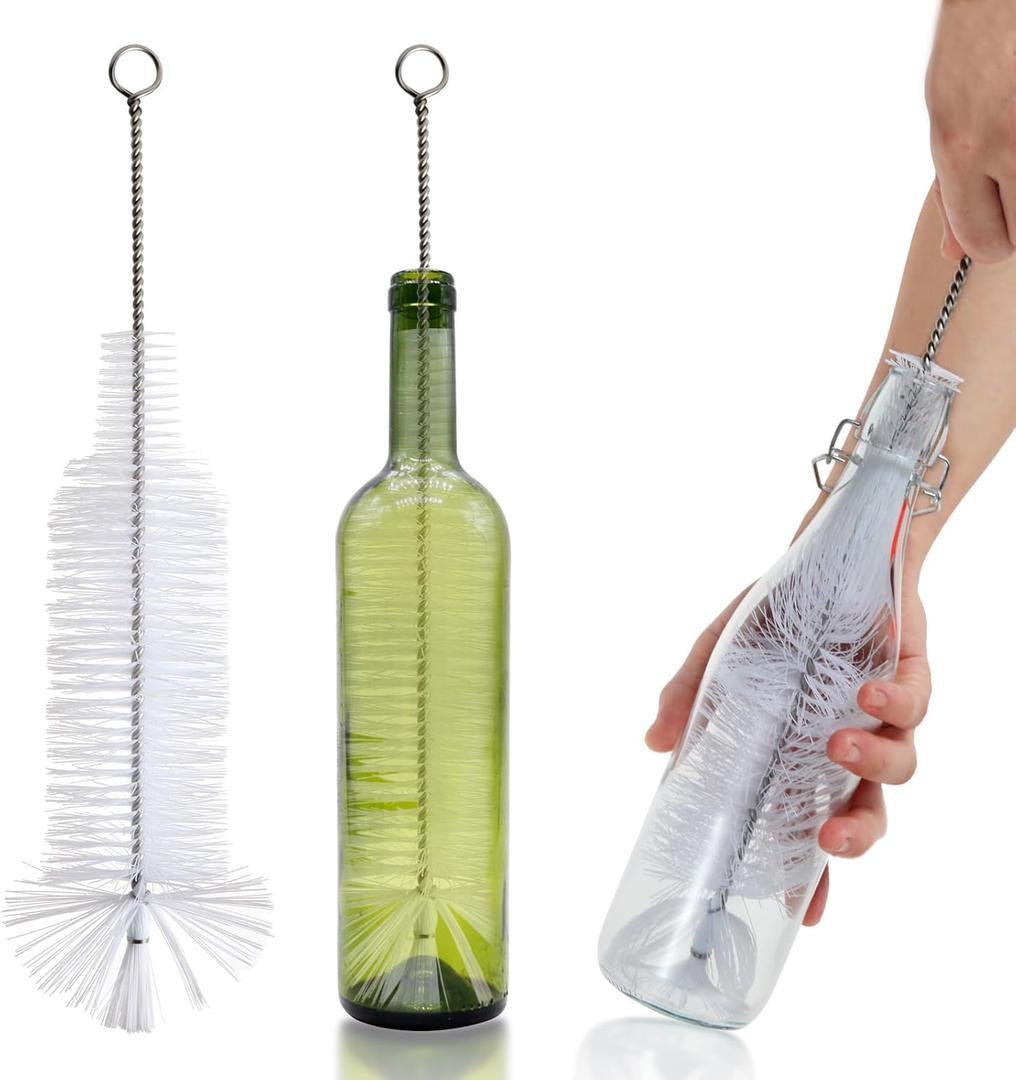 Bottle Brush - Ideal for Cleaning Narrow Neck Swing Top Glass, Brewing, Wine, Beer, Soda, Spray, Kombucha Bottles (White+1Pack)