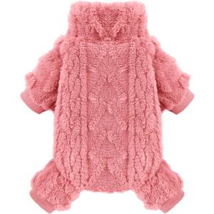 Dog Sweaters for Small Dogs Fleece Small Dog Pajamas Pet Clothes Cat Sweater Fall Winter Warm Puppy Clothes Boy Girl Doggie Outfits Jumpsuits for Chihuahua Yorkie, Rose Red, XS