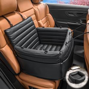 EAFTRA Dog Car Seats for Small Dogs, 3-in-1 Dog Booster Car Seat for Front/Back Seat and Home Use, 100% Waterproof, PU Leather, Non-Slip Hard Base, Scratch-Proof, Fits Pets Up to 30 lbs