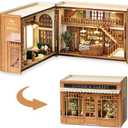 TuKIIE DIY Miniature Dollhouse Kit with Furniture, 1:32 Scale Opened & Closed Mini Cube Wooden Doll House Book Nook Creative Room for Kids Teens Adults(Bagel Time)