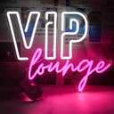 Horseneon VIP Lounge Neon Signs for Wall Decor, VIP Neon Lights Signs for Room Decor, Led Light Up Sign with USB Powered for Bar, Hotel, Cafe, VIP Room, Home Decoration (Pink&White)