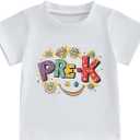 Back to School Clothes Girls Boys School Shirts Short Sleeve Letter Print 2T 3T 4T 5T 6T 7T Girls Boys Tops (White)