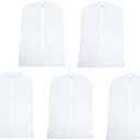 Happyyami 5Pcs PEVA Translucent Suit Protective Cover Bags Heavy Duty Coat Storage Bags for Home and Travel Waterproof and Dustproof for Garment Protection
