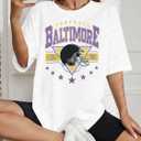 Oversized Football Shirts Women Game Day Tshirt Football Outfits Team Fan Gifts Tee Tops (White, L)