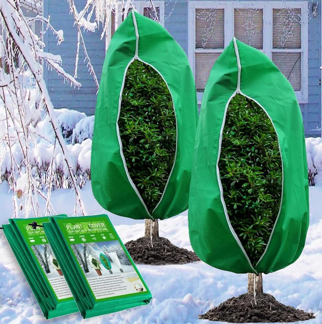 Plant Covers Freeze Protection,2 Pack Large Frost Covers with Zipper Drawstring47.2" x 70.8"Green Outdoor Winter Frost Blankets for Trees, Shrubs Plant Covers Freeze Protection,2 Pack Large Frost Covers with Zipper Drawstring47.2" x 70.8"Green Outdoor Winter Frost Blankets for Trees, Shrubs