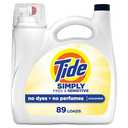 Tide Simply Liquid Laundry Detergent, Free & Sensitive Scent, 89 Loads, 117 fl oz