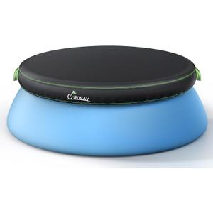 UIRWAY 8FT Round Pool Cover, Inflatable Pool Covers for Above Ground Pools with Elastic Cord - Snug Fit & Easy Set, Outdoor Swimming Pool Cover with 2 Reflective Strip Handles, Dark Black