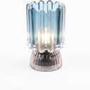 Battery Operated Lamp with Auto-Off Timer, Cordless Table Night Light for Bedroom & Entryway, Portable LED Lamp for Home, Outdoor, Camping No Battery Included (Wine Glass Design-Smoke Blue)