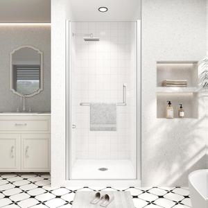 Frameless Pivot Shower Door 34"-36" Wx72 H,1/4"(6mm) Clear Nano Coated (SGCC) Tempered Glass,Reversible Swing Shower Door for Walk-in Shower,Modern Brushed Nickel Finish