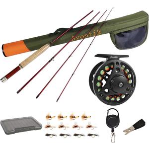 Aventik Extreme Fly Fishing Combo Kit 0/1/2/3/4/5/6 Weight Starter Fly Fishing Rod and Reel Kit Outfit with One Travel Case(6'1'' LW0/1 Fly Rod Kit)