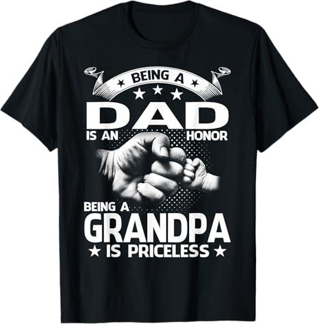 Being A Dad Is An Honor Being A Grandpa Is Priceless Black Men's T-Shirt (L)