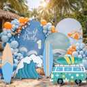 4 Pcs Large The Big One Themed Birthday Party Decorations 1st Birthday Decoration Beach Surfboard Cardboard Cutout Photo Booth Props Backdrop for Beach Pool Baby Shower Supplies, 4, Surfboard