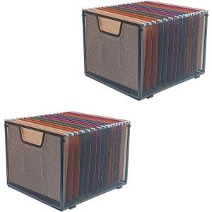 2 Pack Metal File Baskets,Hanging File Folder Organizer,Office File Box,Letter Size,Black (2)