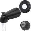 Universal Bathroom Tub Spout with Metal Tub Spout Cover Ring, 5 1/4 Inches Reach Wall Front Mount Faucet with Shower Diverter 1/2" IPS Inside Thread(Matte Black)