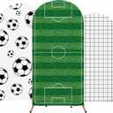 3 Pcs Soccer Theme Arch Stand Cover Spandex Fitted Round Top Arch Backdrop Soccer Theme Birthday Party Decor for Wedding Birthday Party Anniversary 4ft 5ft 6ft (White,Football Pattern)