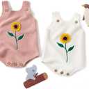 Simplee kids Baby Girls Sunflower Knit Rompers Knit Clothes for Newborn Baby Girls (6-12 Months)
