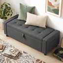 Marsail Rectangle Ottoman with Storage Bench for Bedroom End of Bed,Grey, 47.2"D x 18.5"W x 19.3"H