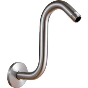 OFFO Shower Head Extension Arm 8 Inch, Brushed Nickel S Shaped Shower Arm with Flange High Rise Goose Neck Shower Arm Extension
