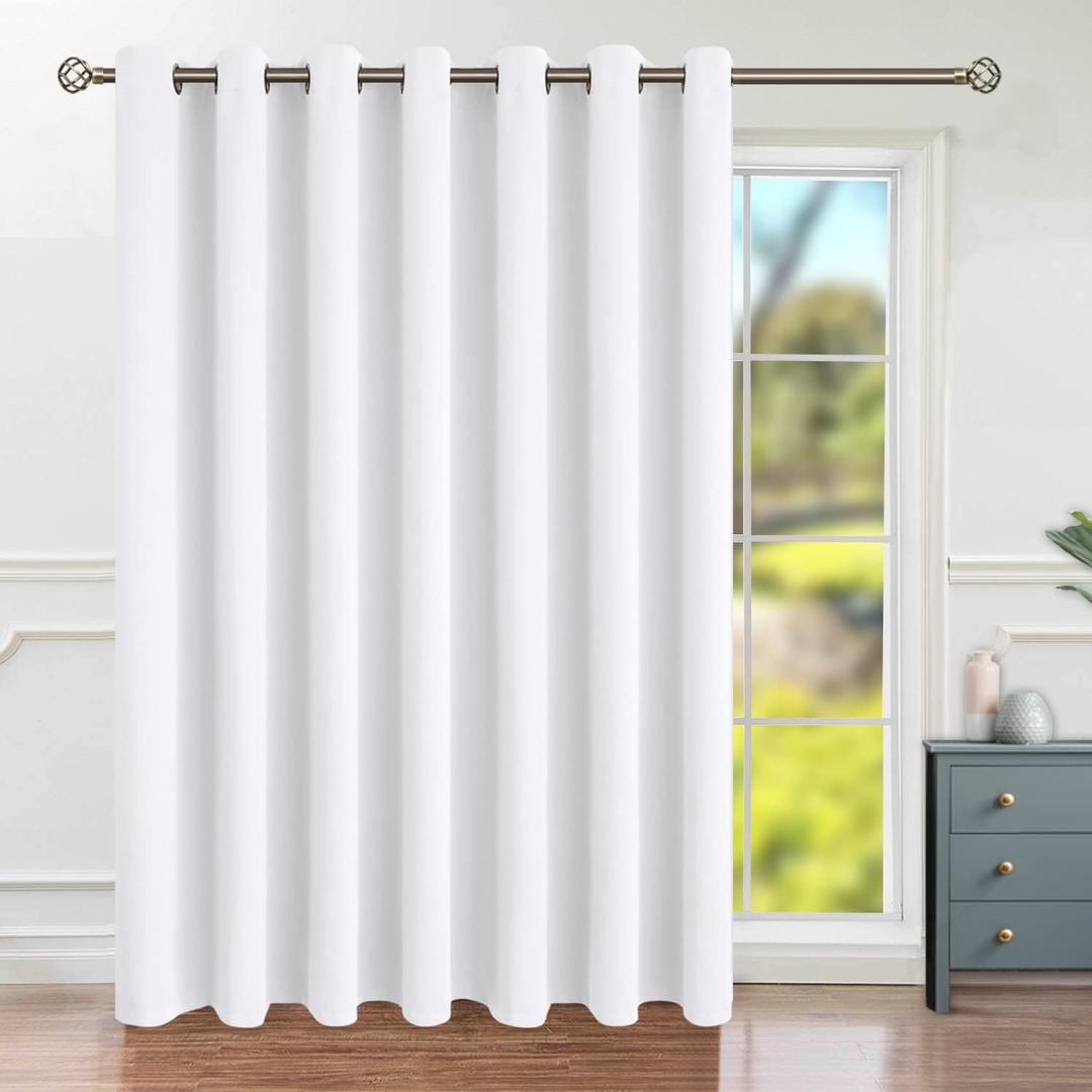 BGment Fashion Sliding Door Curtain 100 X 84 Inches, Wide Room Darkening Room Divider Window Curtain Thermal Blackout Curtains, 1 Panel, Pure White, 84 Length X Wide 100