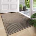 Front Door Mat 24''x35'', Absorbent Dirt Resist Washable Non Slip Low-Profile Indoor Doormat, Easy Clean Welcome Entryway Door Mats, Brown