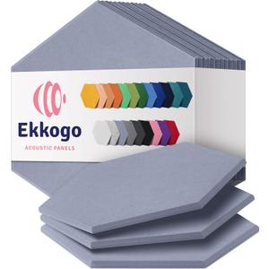Acoustic Soundproof Wall Panels 12-Pack - 12"X10.4"X0.4" High Density Sound Dampening - [Dusky Gray Hexagon]