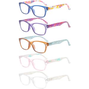 SIGVAN Reading Glasses 5 Packs Blue Light Blocking Eyeglasses Quality Spring Hinge Colorful Computer Readers for Women Men  (5 Mix-2, 1.5, Multiplier_x) Medium 