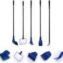 5 in 1 Aquarium/Fish Tank Cleaning Kit/Tool, Algae Scraper, Fish Net, Sponge, Plant Fork, Gravel Rake, Length 19 inches (Non-Extendable)
