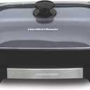 Hamilton Beach Electric Skillet with PFAS-Free Durathon Ceramic Coating, Removable 12x15 Pan, Adjustable Temperature, Reversible Design, Tempered Glass Lid, Black Nonstick Surface (38531)