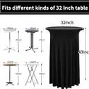 10 Packs Round Cocktail Table Skirt 32"x 43" Black Spandex Stretch Cocktail Table Skirt Cocktails Tablecloth with Wavy Drapes, Spandex Fitted High Top Tables Covers for Wedding Bar Banquet Party