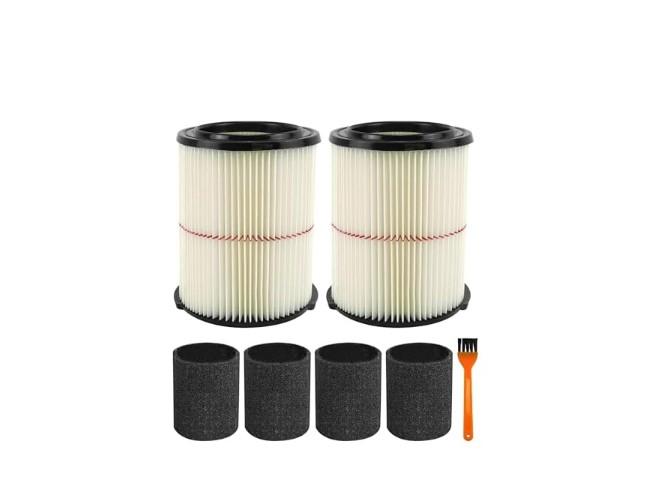2 Pack 38754 Replacement Filters
Fit for Craftsman CMXZVBE38754 fit 5-20 Gallon shop vacuum with 4 Pack Foam Sleeves and 1 Pack Brush