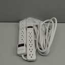 DEWENWILS 2-Pack 6-Outlet Power Strip Surge Protector with 6Ft Long Extension Cord, Low Profile Flat Plug, 15 Amp Circuit Breaker, 500 Joules, Wall Mount, White, UL Listed